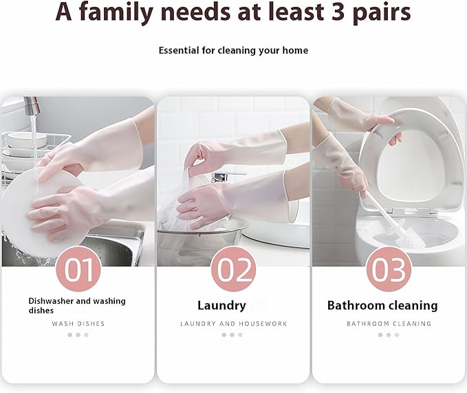 Rubber Dishwashing Gloves for Kitchen 4 Pairs Cleaning Household Dish Washing - Image 4