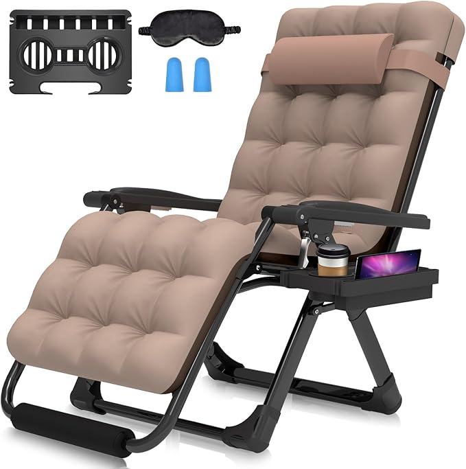 Suteck Oversized Zero Gravity Chair,29In XL Lounge Chair w/Removable Cushion&Headrest, Reclining Camping Chair w/Upgraded Lock and Footrest, Reclining Patio Chairs Recliner for Indoor Outdoor by Suteck