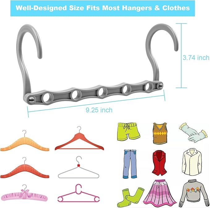 DUCOO 10 PCS Space Saving Hangers, 5-Hole Magic Hangers - Image 4
