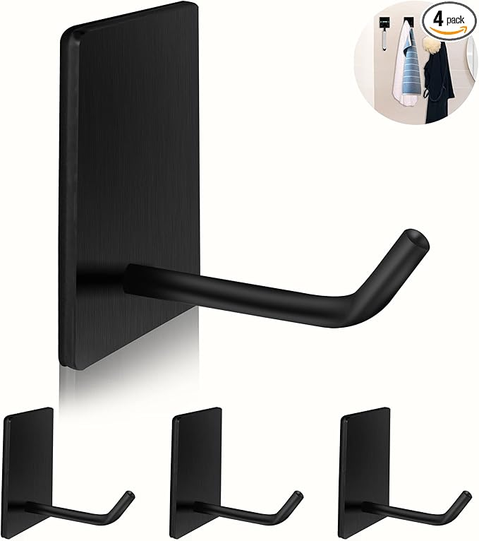 Adhesive Hooks Heavy Duty, Long Stainless Steel Self Adhesive Wall Hook by AdhesiveHooks