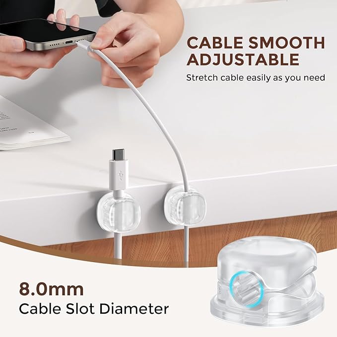 AhaStyle Spring Cable Organizer 6 Pack Cord Cable Holders Clips Strong Adhesive - Image 4