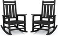 KINGYES Oversized Outdoor Rocking Chair Set of 2, All-Weather Patio Rocking Chairs for Porch, HDPE Outdoor Patio Rockers with High Back & Wide Seat for Garden, Lawn, Black by KINGYES