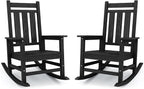 KINGYES Oversized Outdoor Rocking Chair Set of 2, All-Weather Patio Rocking Chairs for Porch, HDPE Outdoor Patio Rockers with High Back & Wide Seat for Garden, Lawn, Black by KINGYES