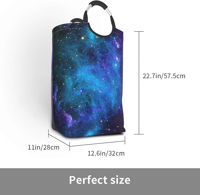 Blue Sky Laundry Basket Starry Sky Foldable Laundry Hamper Blue Galaxy - Image 3