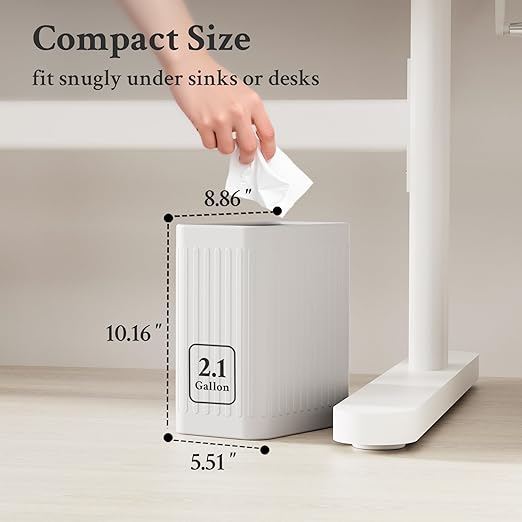 TrashAid Small Bathroom Trash Can, 2.1 Gallon Bathroom Garbage Can, Stainless - Image 3