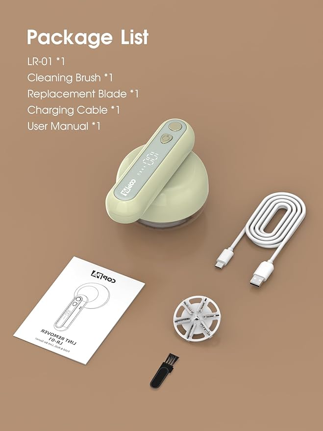 COPPA Lint Remover, LR-01 Remove Fuzz Lint USB-C Rechargeable 6 Blades & 3 - Image 7