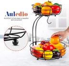 Auledio Iron 2-Tier Countertop Fruit Vegetables Basket Bowl Storage - Image 6