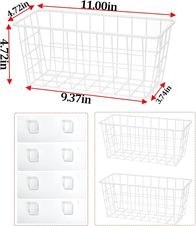 Hanging Kitchen Baskets Adhesive Sturdy Wire Storage Baskets - Image 2