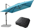 PURPLE LEAF 10' X 13' Patio Umbrella with Base Outdoor Cantilever Rectangle Offset Umbrella with 360-degree Rotation for Garden Deck Pool Patio Turquiose by PURPLELEAF