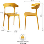 Modern Stackable Dining Chair Set, No Assembly, Plastic Chair, Patio Chair, Suitable for Indoor and Outdoor Cafes and Restaurants, Set of 4 (Mustard Yellow) - Image 3