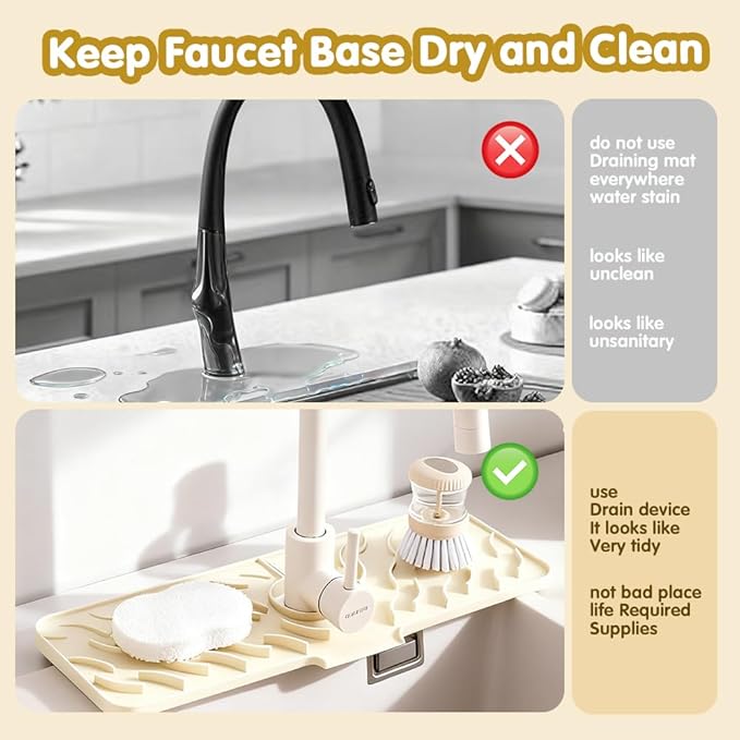 24" x 5.9" Silicone Faucet Mat for Kitchen Sink – Quick‑Drying Stone Splash - Image 4