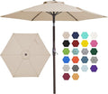 JEAREY 7.5FT Patio Umbrella Outdoor Market Umbrella with 6 Sturdy Ribs, Push Button Tilt/Crank Table Umbrella for Garden, Deck, Backyard and Pool, Beige by JEAREYOutdoorsCollection