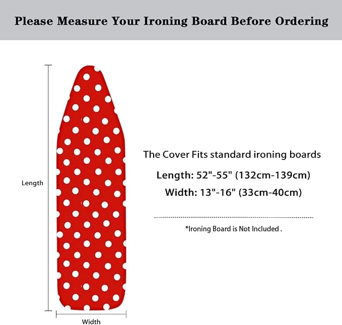 Dot Red Ironing Board Cover and Pad Standard Ironing Board Cover - Image 6