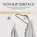 HOUSE DAY Taupe Velvet Hangers 60 Pack, Non Slip Clothes Felt Hanger Heavy Duty - Image 2