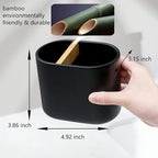 rejomiik Thick Resin Toothbrush Holders Bamboo Tooth Brushing Holder - Image 5