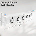 Coat Rack Wall Mount with Shelf, 29 Inch Coat Hanger Walls Mounted, Hat Rack - Image 7
