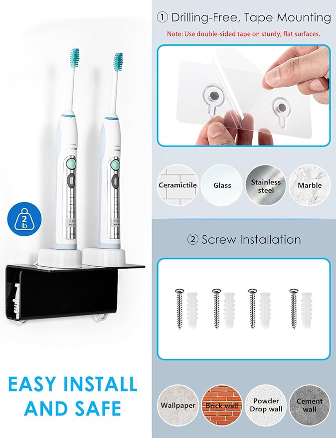 OAPRIRE Electric Toothbrush Holder Wall Mounted, Acrylic Electric Toothbrush - Image 4