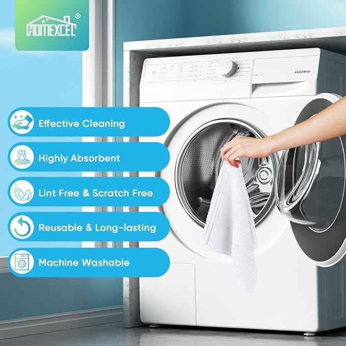 HOMEXCEL White Microfiber Cleaning Cloths, 20 Pack Cleaning Rags - Image 7