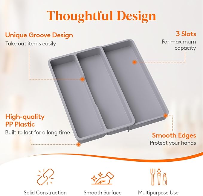 Lifewit Utensil Organizer for Kitchen Drawer, Expandable Cooking Silverware Tray - Image 6