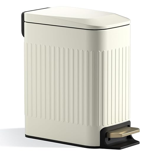 Small Bathroom Trash Can with Lid Soft Close-6L/1.6 Gal Slim Step Garbage by WelcometoCEROELDA