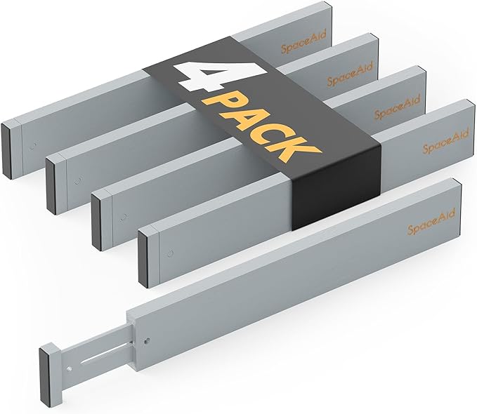 SpaceAid 4 Pack Bamboo Drawer Dividers by SpaceAid