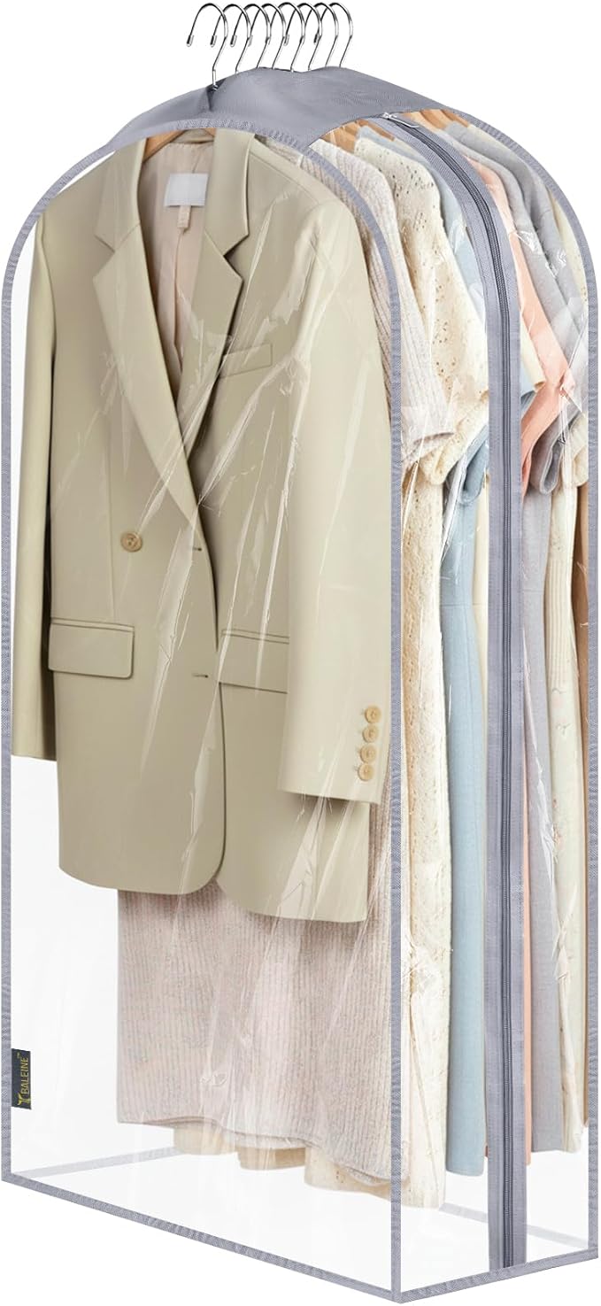 BALEINE 40'' Clear Garment Bags, 10.5'' Wide PEVA Suit Bag by BALEINE
