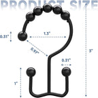 Titanker Black Shower Curtain Hooks Rings, Rust-Resistant Metal Double Glide - Image 7
