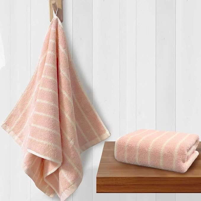2-Pack Premium Stripe Cotton Hand Towels by VOOVAMOVAS