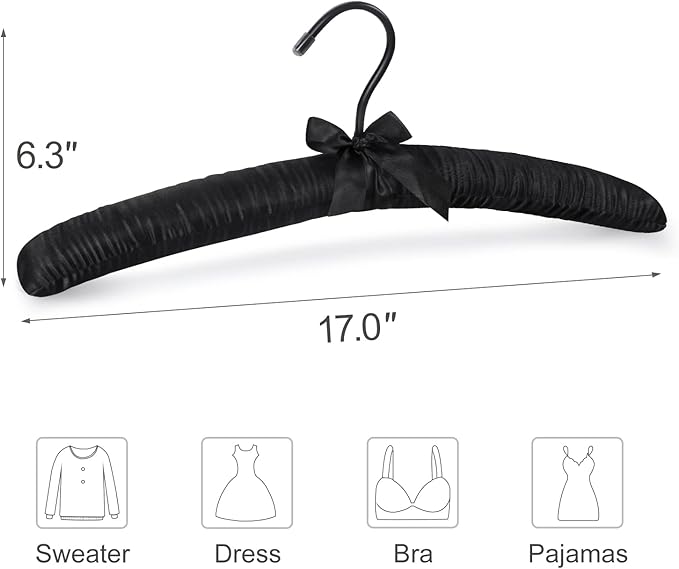 TOPIA HANGER Padded Hangers for Women Clothing, 17-inch Satin Hangers 10 Pack - Image 4