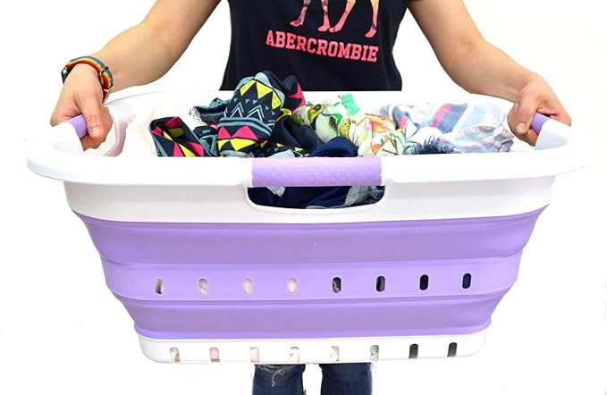 SAMMART 41L Collapsible 3 Handled Plastic Laundry Basket - Image 6