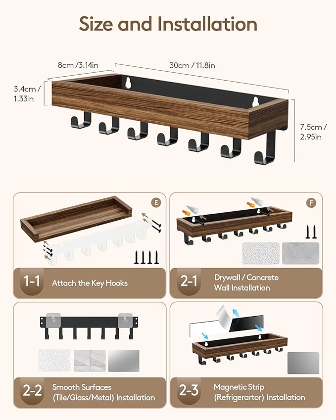 Key Holder Wall Mount Adhesive Magnetic - Image 7