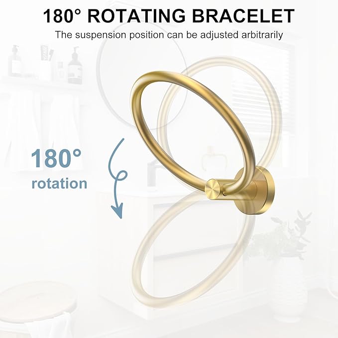 SetSail Towel Holder for Bathroom Wall Gold Towel Ring Stainless Steel Hand - Image 3