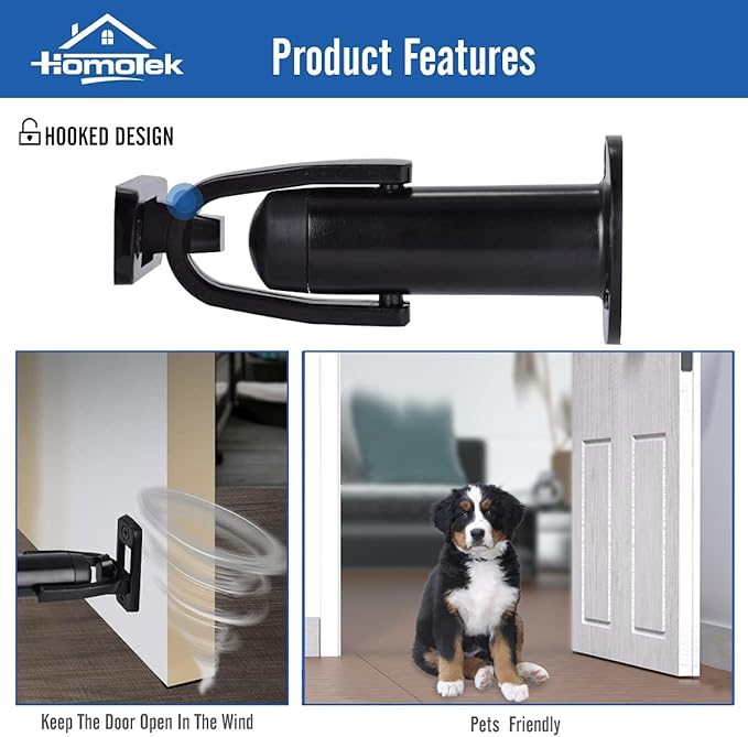 HOMOTEK Heavy Duty Latch Hook Stop Windproof, Door Holder Stopper - Image 3