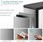 12 Gallon Trash Can with Lid，45L Kitchen Garbage Can, Stainless Steel Trash Can - Image 3