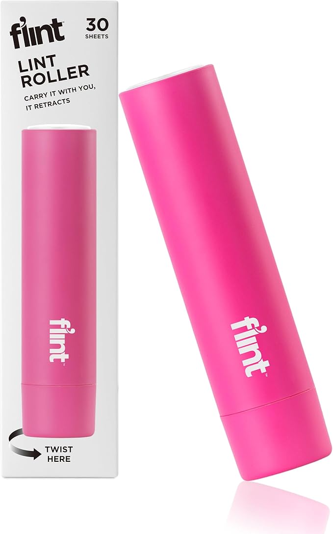 Flint Classic Pink Retractable Mini Lint Roller by Flint