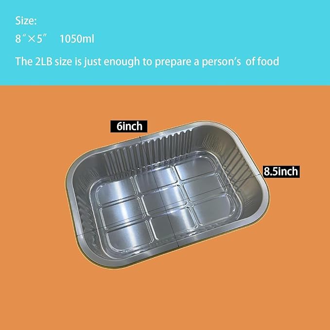 Aluminum foil baking Pans Heavy Duty 2LB Small foil pan 8.5"×6" 20pack - Image 2