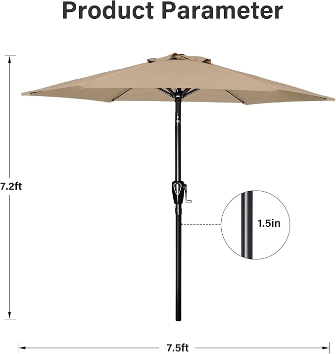 Simple Deluxe 9' Patio Umbrella Outdoor Table Market Yard Umbrella with Push Button Tilt/Crank - Image 4