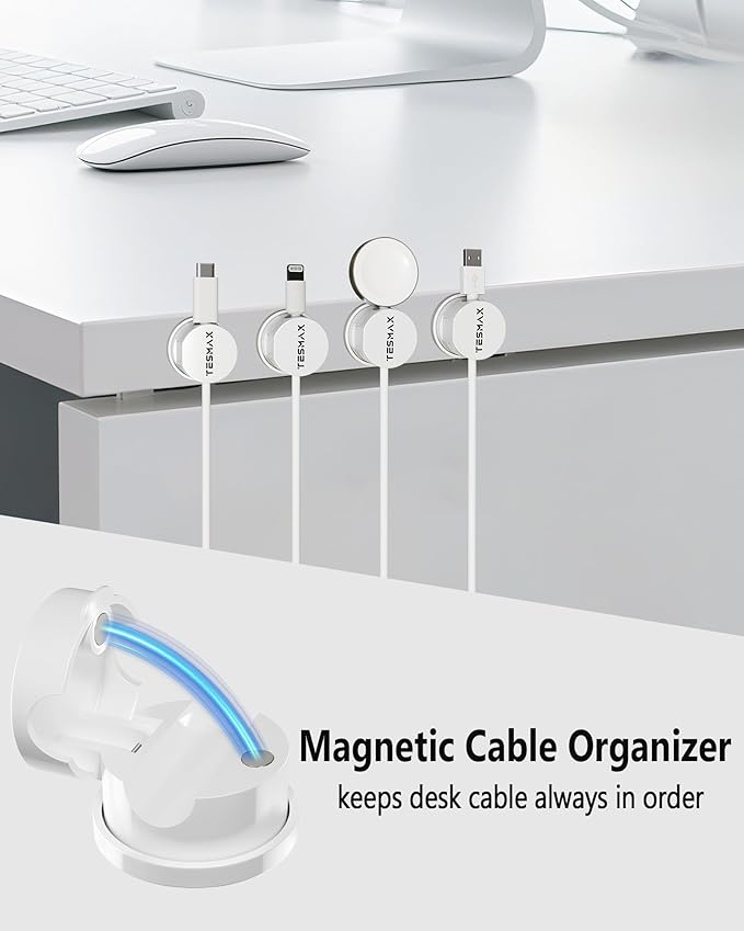 Magnetic Cable Clips 360° Rotation Cord Holder, 12 Pack Cord Organizer 1s Lock - Image 7