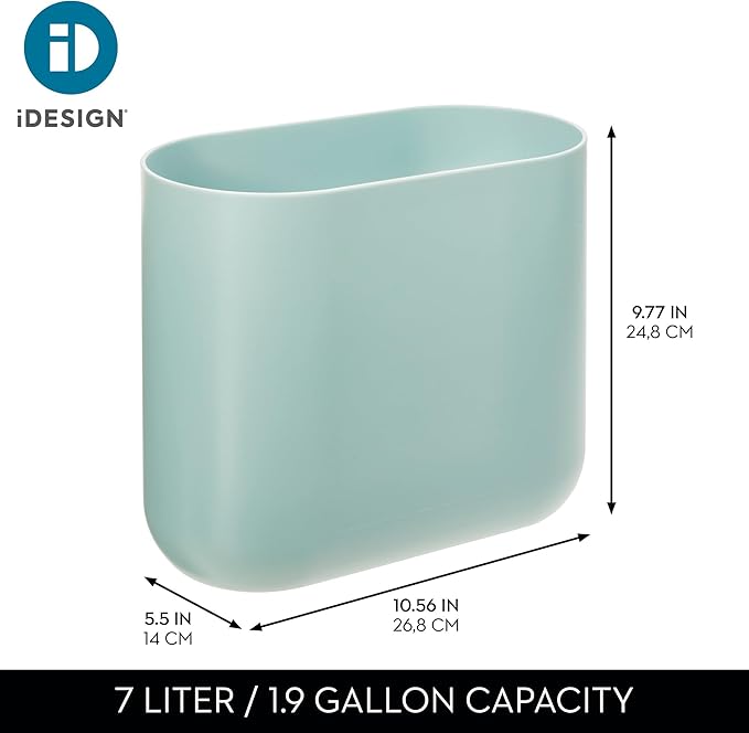iDesign Small Slim Plastic Bathroom Trash Can, Garbage Can - Image 4