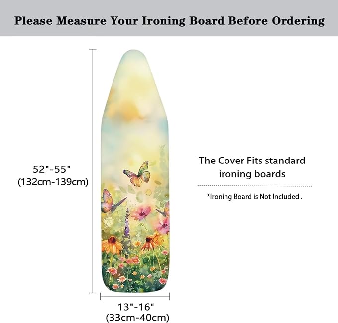 Butterfly Floral Ironing Board Cover, Resist Scorching and Staining, 15x54 - Image 5