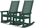 GREENVINES Outdoor Rocking Chairs | Set of 2 | Porch Rocker | HDPE Plastic | Forest | Oversized Rockers | High Back | Big & Tall | Ladder Back | for Patio Outside Backyard Balcony Garden by GreenVines