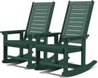 GREENVINES Outdoor Rocking Chairs | Set of 2 | Porch Rocker | HDPE Plastic | Forest | Oversized Rockers | High Back | Big & Tall | Ladder Back | for Patio Outside Backyard Balcony Garden by GreenVines