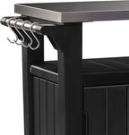 Keter Unity Small 40 Gallon Grill Prep Table and Storage Cart, Grey – BBQ Station with Wheels and Stainless Steel Top, Portable Serving Stand for Patio, Deck, and Backyard - Image 7