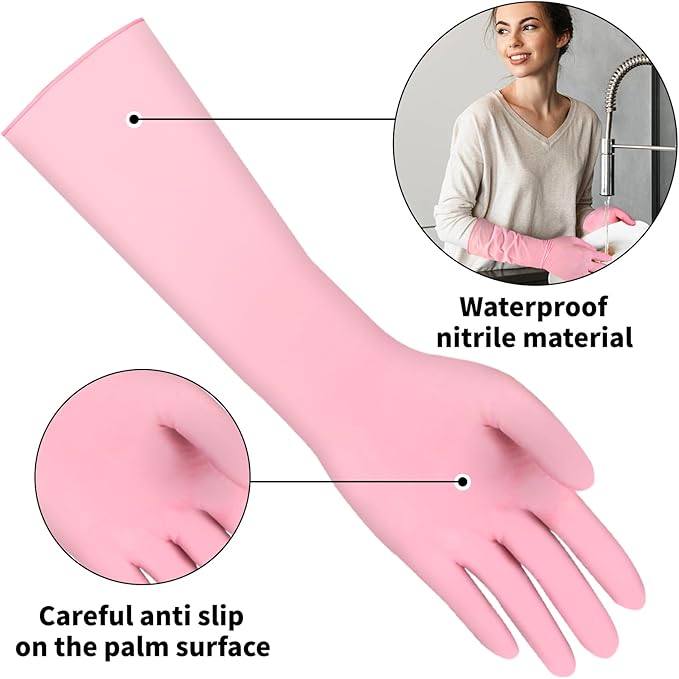 Long Sleeves Durable Disposable Nitrile White Gloves 15inches, Household - Image 2