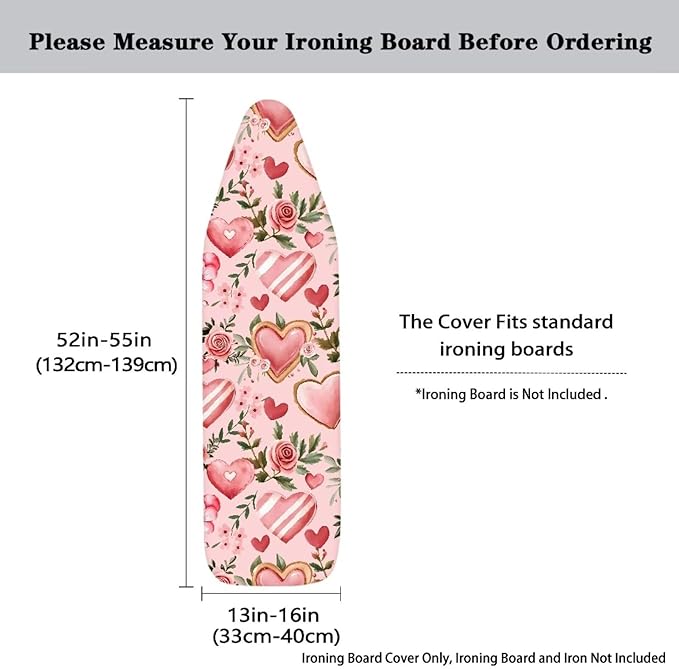 Pink Rose Ironing Board Cover Love Heart Iron Board Cover Thick Romantic Home - Image 5
