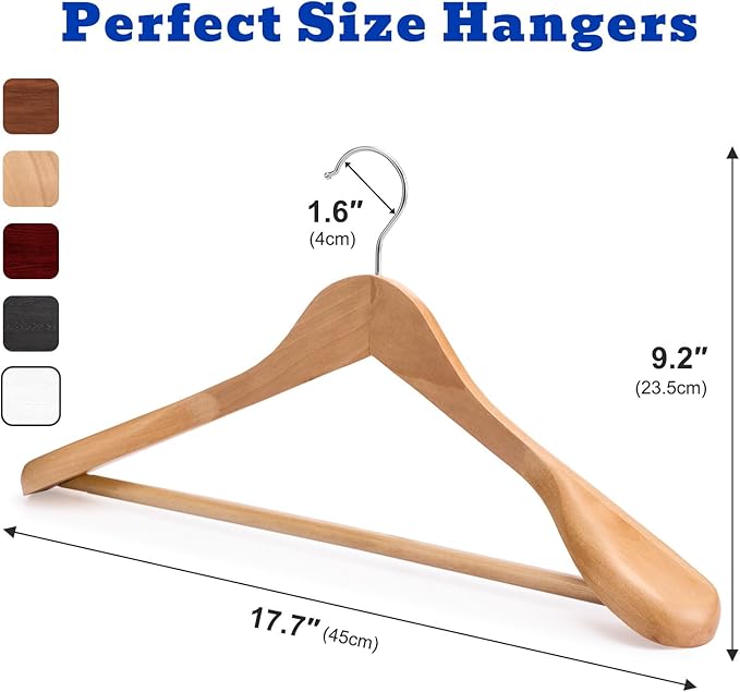 HOUSE DAY Wide Shoulder Wooden Hangers, Suit Hangers - Image 9