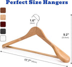 HOUSE DAY Wood Suit Hangers for Men, Smooth Wide Shoulder Wooden Hanger - Image 9