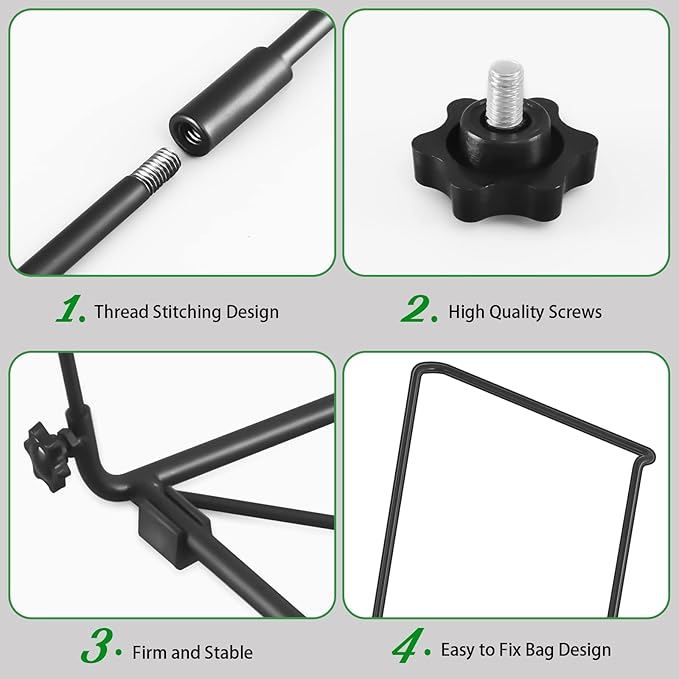 FEED GARDEN Trash Bag Holder, Outdoor Metal Leaf Bag Holder Stand, Garbage Bag - Image 6