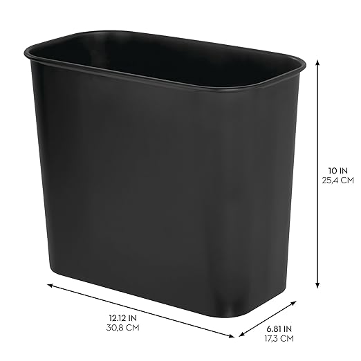 iDesign Small Steel Rectangular Bathroom Trash Can - Image 2