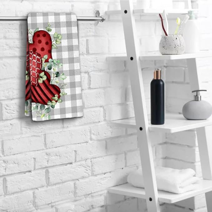 Valentine Bathroom Hand Towels, 2 Packs Decorative Pink Love Heart Kitchen - Image 5